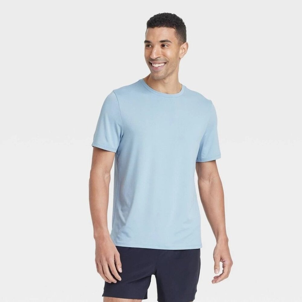 NWT Men's Short Sleeve Performance T-Shirt - All in Motion Light Blue Large